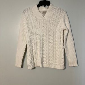 Women Studio Works Knit White Sweater 100% Cotton
